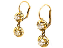 18ct Gold Two Stone Diamond Drop Diamond Earrings