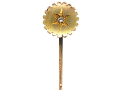 Victorian 9ct Gold Tie Pin Set With a Rose Diamond