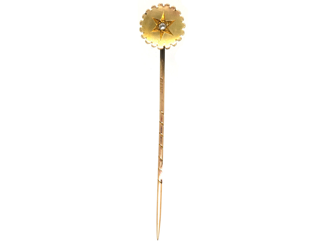 Victorian 9ct Gold Tie Pin Set With a Rose Diamond (833K) | The Antique ...