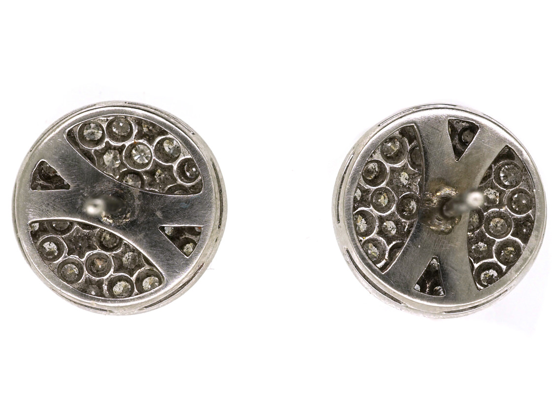 Art Deco Platinum & Diamond Round Earrings (355D) | The Antique ...