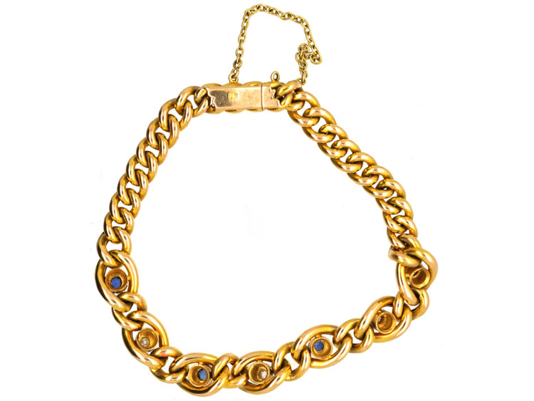 Edwardian 15ct Gold Bracelet Set With Sapphires & Diamonds