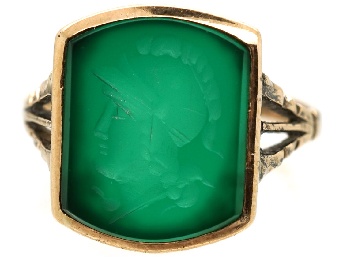 9ct Gold Green Hardstone Intaglio Ring of a Roman Centurion (865K ...