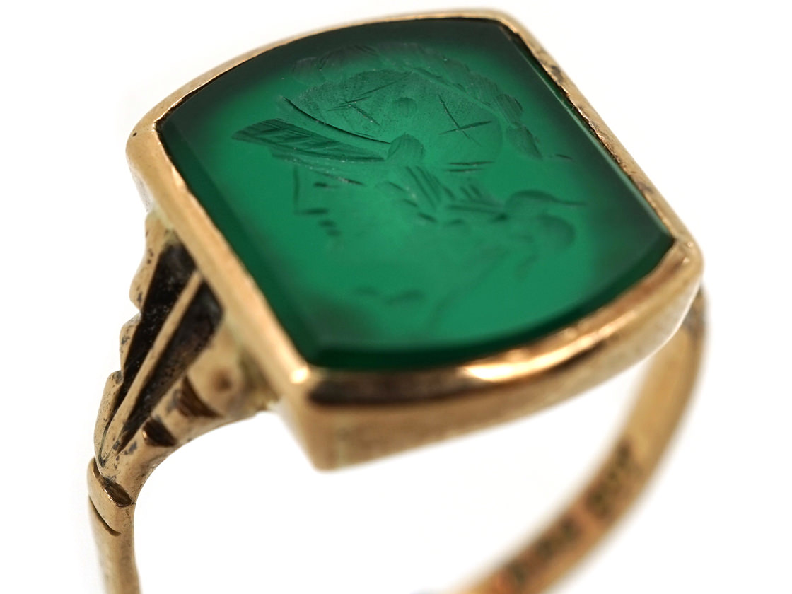 9ct Gold Green Hardstone Intaglio Ring of a Roman Centurion (865K ...