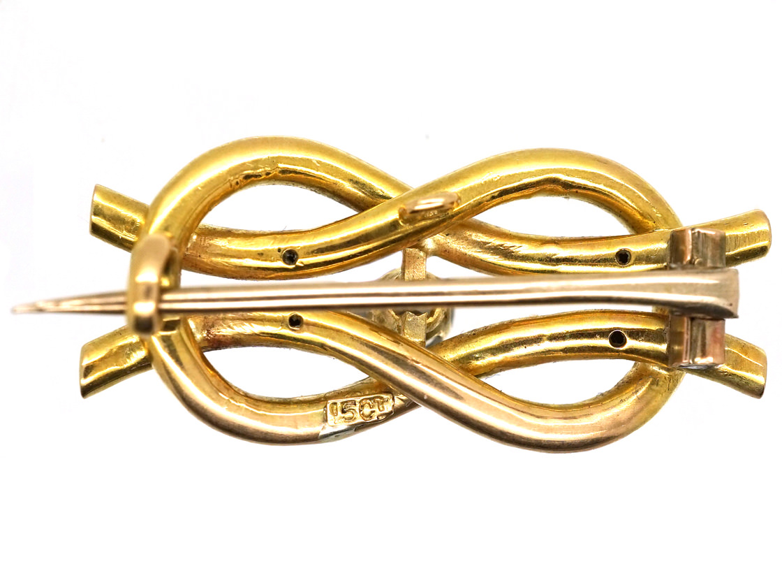 Edwardian 15ct Gold Lover's Knot Brooch Set With a Diamond (905K) | The ...