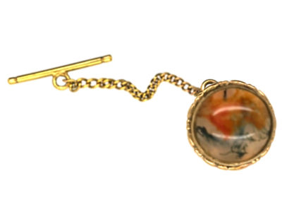 9ct Gold & Moss Agate Tie Stud