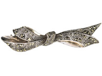 Art Deco Silver & Marcasite Bow Brooch