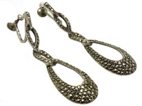 Art Deco Silver & Marcasite Triple Hoop Earrings