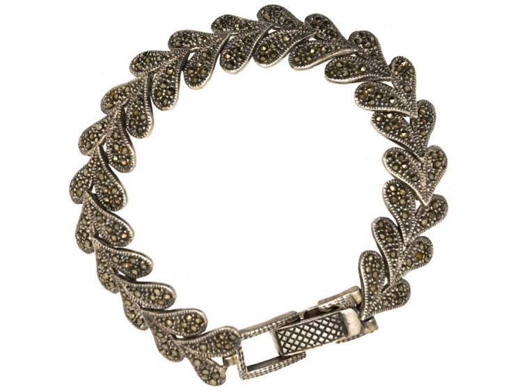 Silver & Marcasite Leaf Bracelet