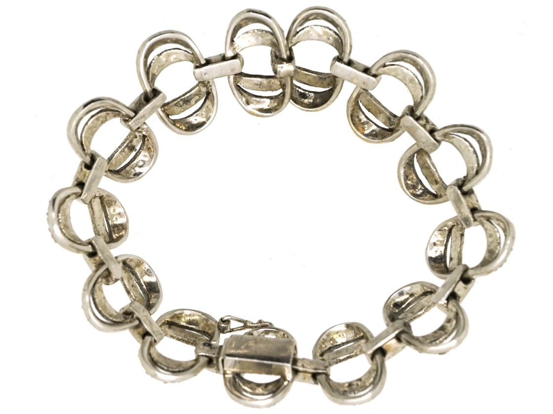 Art Deco Silver & Marcasite Interlinking Rings Bracelet (856K) | The ...