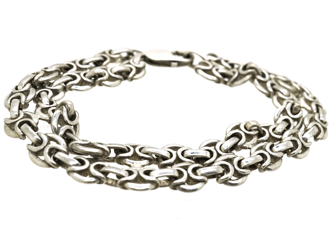 Silver Double Row Bracelet (863K) | The Antique Jewellery Company