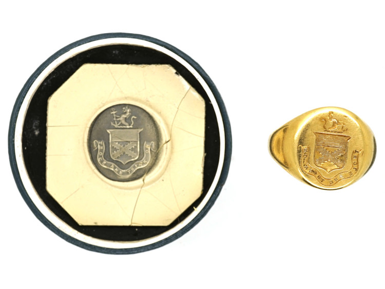 Victorian 18ct Gold Signet Ring With Crest Intaglio