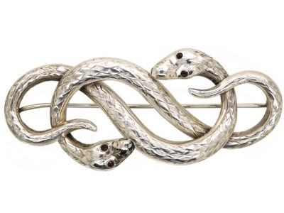 Victorian Silver Entwined Snakes Brooch
