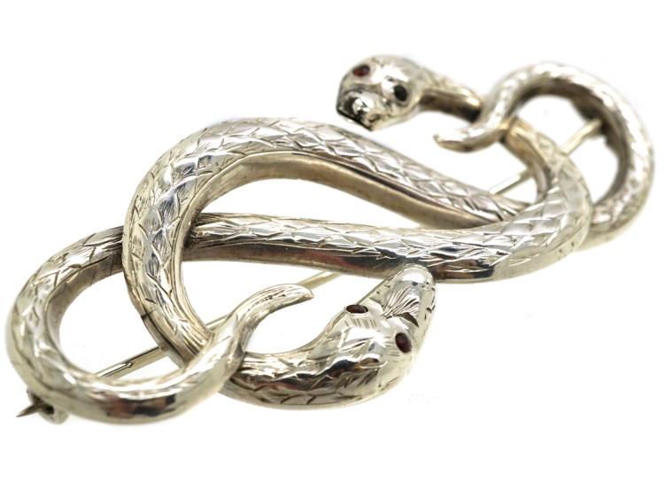 Victorian Silver Entwined Snakes Brooch