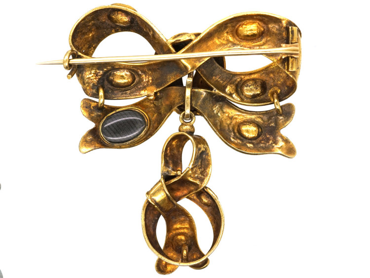 Victorian 15ct Gold & Almandine Garnet Bow Brooch