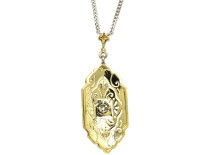 Art Deco 14ct White Gold & Diamond Pendant on 14ct White Gold Chain