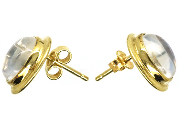 14ct Gold & Oval Moonstone Stud Earrings
