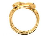 Victorian 18ct Gold Double Snake Ring Set With Rubies & Diamonds