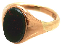9ct Gold & Oval Bloodstone Signet Ring