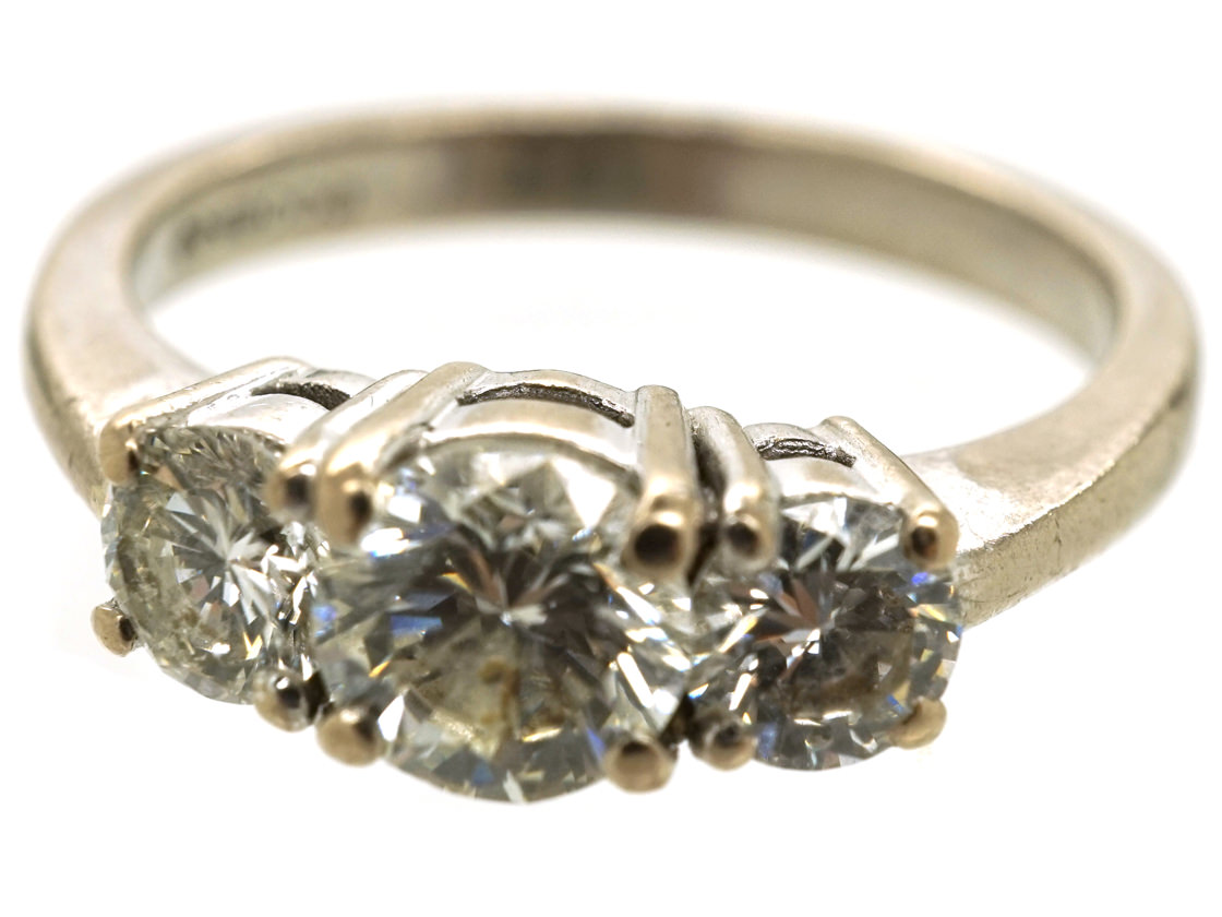 18ct White Gold Three Stone Diamond Ring (891K) | The Antique Jewellery ...