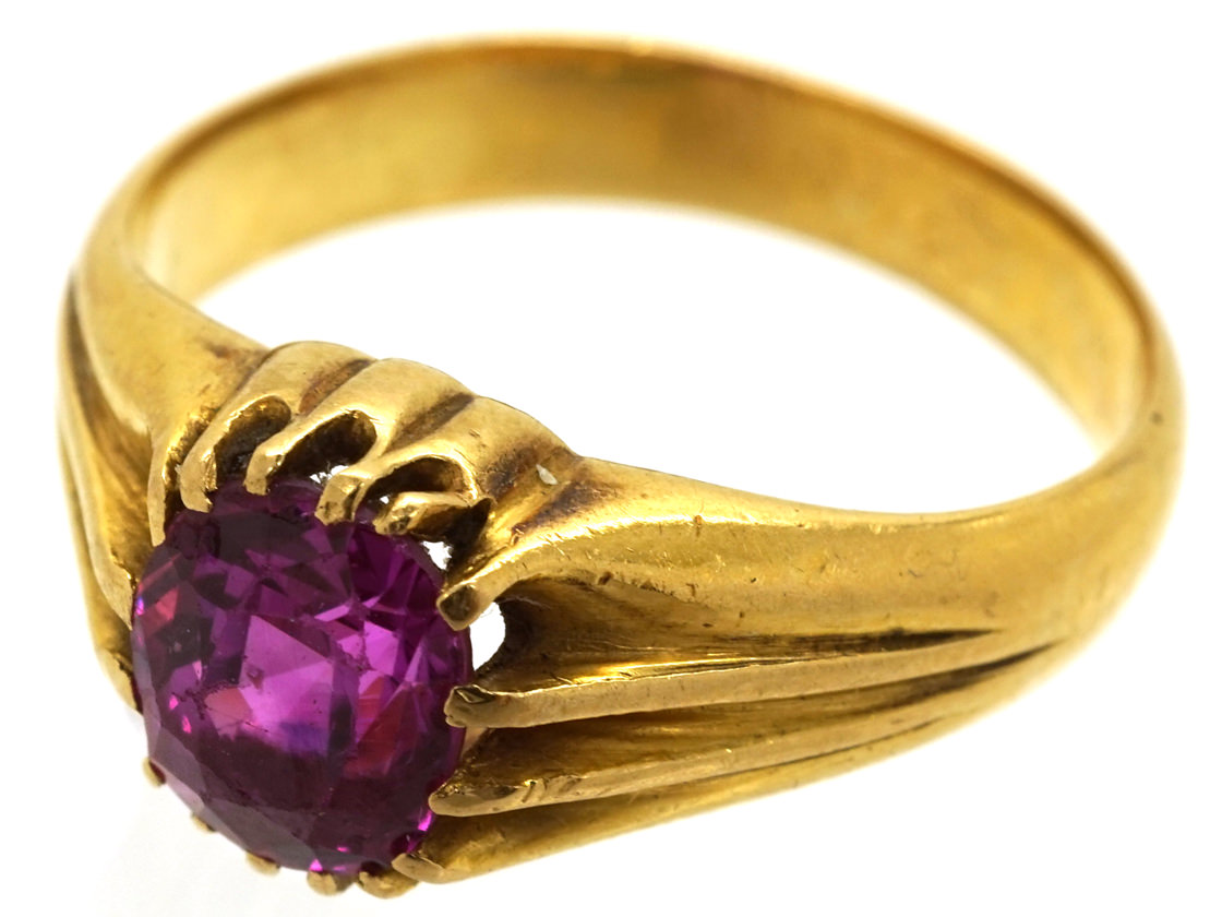 Victorian 18ct Gold & Pink Sapphire Ring (882K) | The Antique Jewellery ...