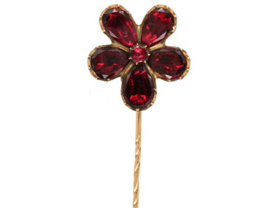 Georgian 9ct Gold & Flat Cut Garnet Pansy Tie Pin