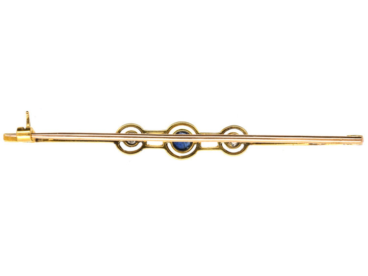15ct Gold & Platinum, Art Deco Sapphire & Diamond Brooch