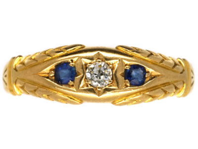 Victorian 18ct Gold, Two Sapphire & One Diamond Ring