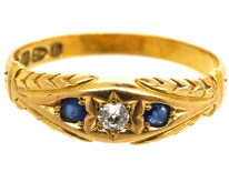 Victorian 18ct Gold, Two Sapphire & One Diamond Ring