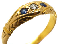 Victorian 18ct Gold, Two Sapphire & One Diamond Ring