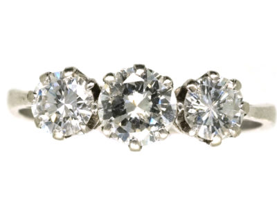 18ct White Gold & Platinum Three Stone Diamond Ring