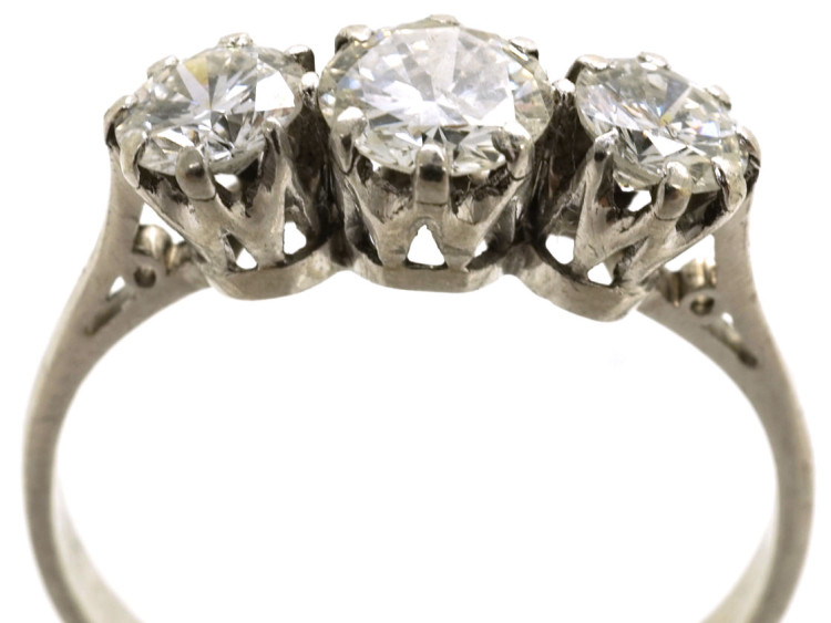 18ct White Gold & Platinum Three Stone Diamond Ring