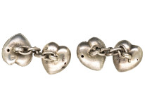 Victorian Silver Heart Shaped Cufflinks