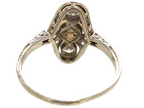 Art Deco Platinum, Natural Pearl & Diamond Ring