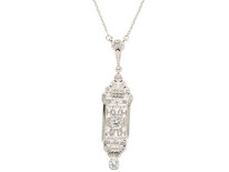 Art Deco 18ct White Gold & Diamond Pendant on Chain