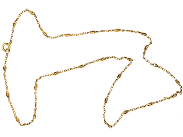 Edwardian 15ct Gold Plain & Twist Chain