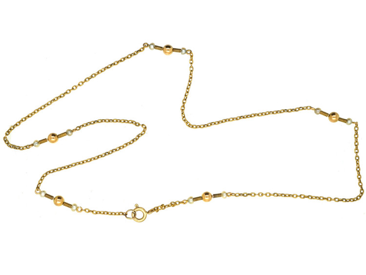 Edwardian 15ct Gold & Pearl Chain