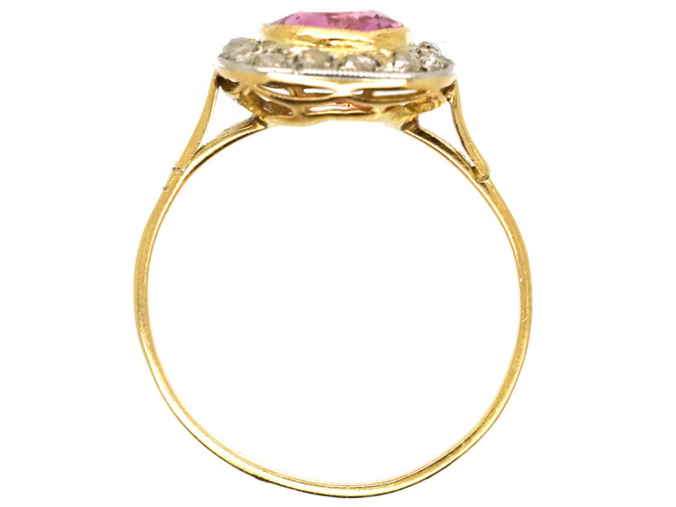 Edwardian 18ct, Platinum, Pink Sapphire & Diamond Ring