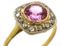 Edwardian 18ct, Platinum, Pink Sapphire & Diamond Ring