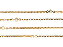 Edwardian 15ct Gold Chain Interspersed With Natural Pearls