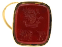 Georgian 18ct Gold Cased Seal with Fox Mask & Carnelian Intaglio Base