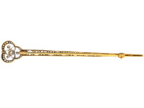 Edwardian 15ct Gold, Platinum Diamond Set Long Brooch