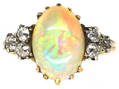 Edwardian 18ct Gold, Opal & Diamond Ring