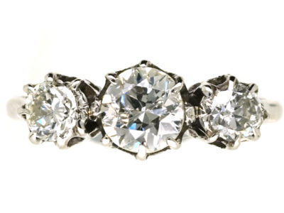 Platinum, Three Stone Diamond Ring