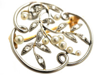 French Platinum, Diamond & Natural Split Pearl Brooch/ Pendant
