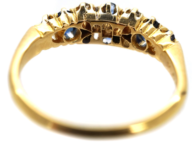 Edwardian 18ct Gold, Sapphire & Diamond Criss Cross Design Ring