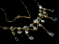 Edwardian 15ct Gold, Moonstone & Sapphire Necklace