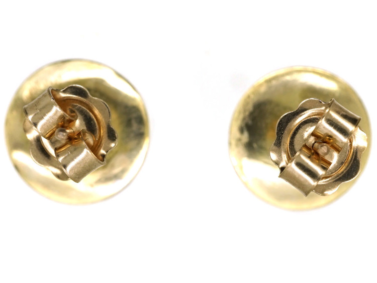 Victorian 15ct Gold & Black Enamel Round Earrings
