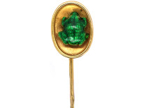 Edwardian 15ct Gold Tie Pin With Green Enamel Frog