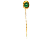 Edwardian 15ct Gold Tie Pin With Green Enamel Frog