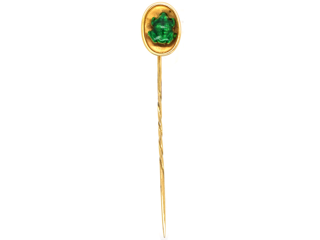 Edwardian 15ct Gold Tie Pin With Green Enamel Frog (972K) | The Antique ...